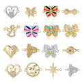 2026 Factory Wholesale Accessories Heart Crown Cross butterfly Bee Gull Copper Zircon DIY Jewelry Charms for Jewelry Making
