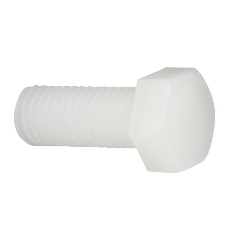 PP White M8*10-8*100 Corrosion Resistant Acid and Alkali Resistant Hexagon Head Plastic Screws Plastic Screws Insulated Screws