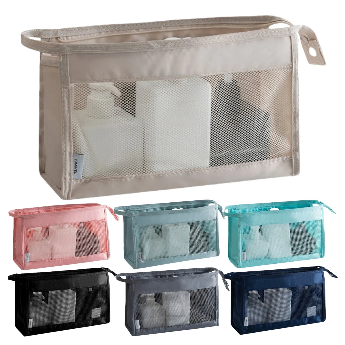 Mesh Bag Transparent Makeup and Toiletries Bag Large Capacity Transparent Portable Storage Bag