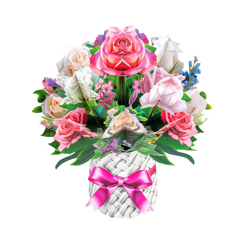 Factory Wholesale Paper Craft Laser Cut 3d Flower Large Bouquet for Mother's Day