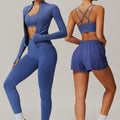 Custom Sportswear 4 Piece Sports Top Quick Dry Shorts Active Leggings Gym Clothes Running Yoga Sets for Women