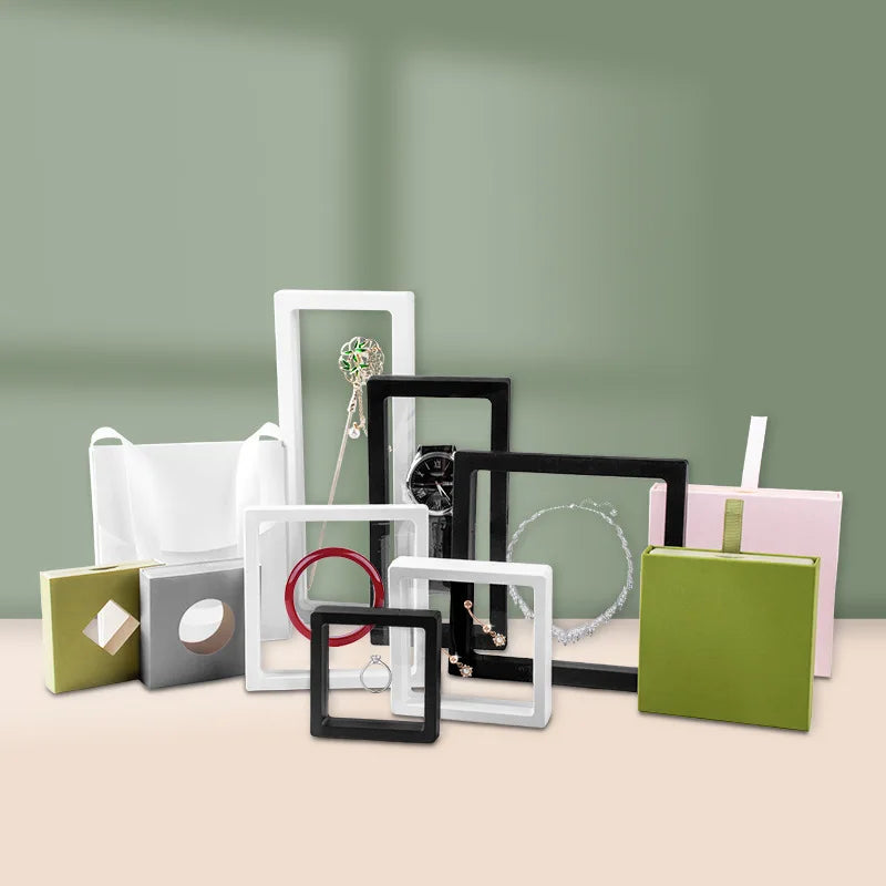 Clear PE Film Display Box Paper Sleeve Eco-Friendly Floating Jewelry Gift Bag for Rings Made ABS Plastic Water Resistant ISO