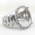 Sterling Silver 13*15mm Semi Mount Men's Ring Frame Empty Blank Claw Setting S925 Base Holder Without Center Stone for DIY Inlay