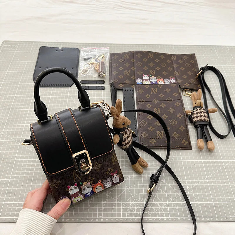 DIY Backpack Purse Bag Satchel Sewing Making Kit PU Leather Material Craft Tool Set Woman Girl Birthday Holiday Day Gift