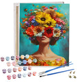 Painting by Numbers Stretch Canvas Art Floral Girl Paint by Numbers for Adults DIY Oil Painting by Numbers Wholesale