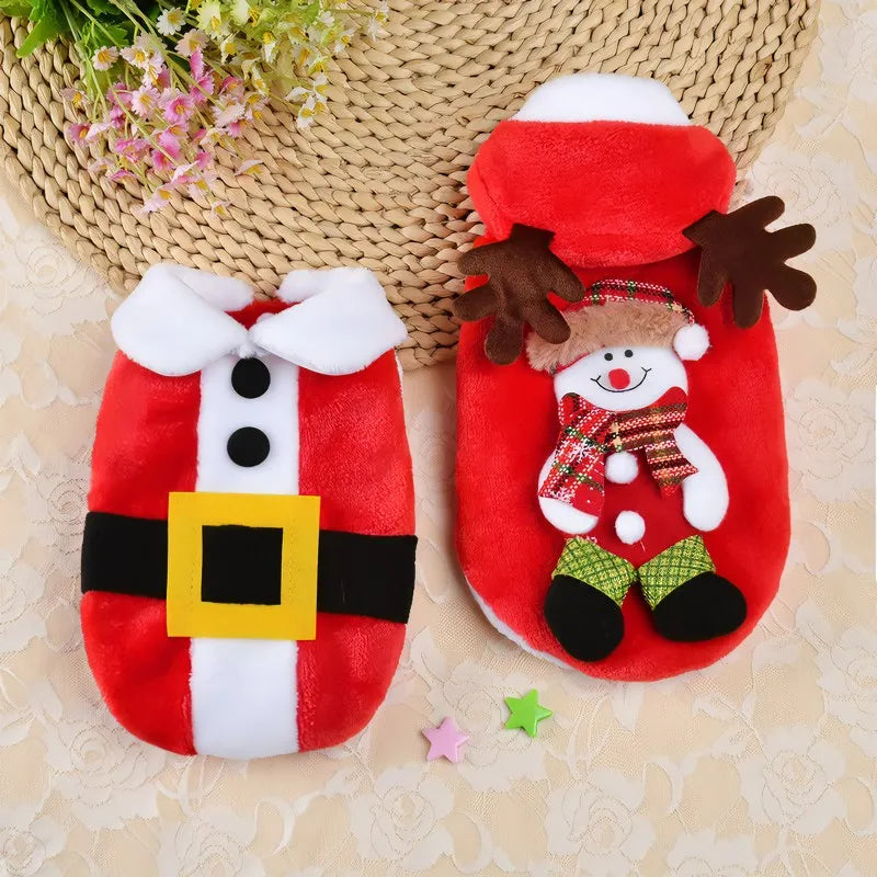 Wholesale Red Funny Cute Pet Dog  Christmas Snowman Hoodie
