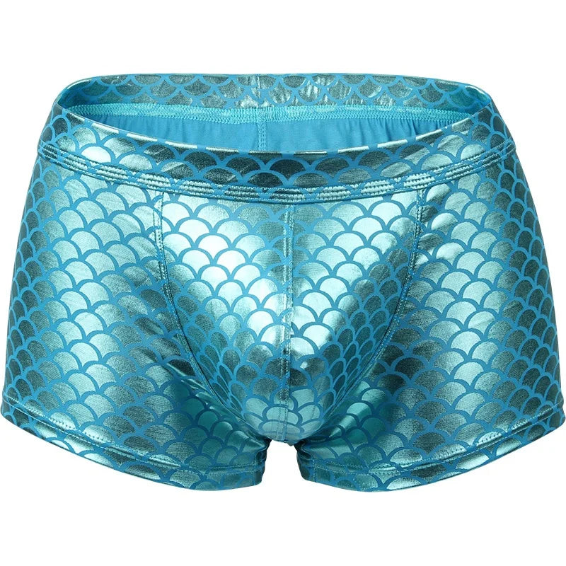 OEM Design Logo Men Underwear Faux Leather Fabric Men's Boxers With Pouch