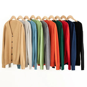 Clearance Sales Autumn Winter Trending Products Men Clothing Solid Color Loose Knitted Slim Cardigan Sweater