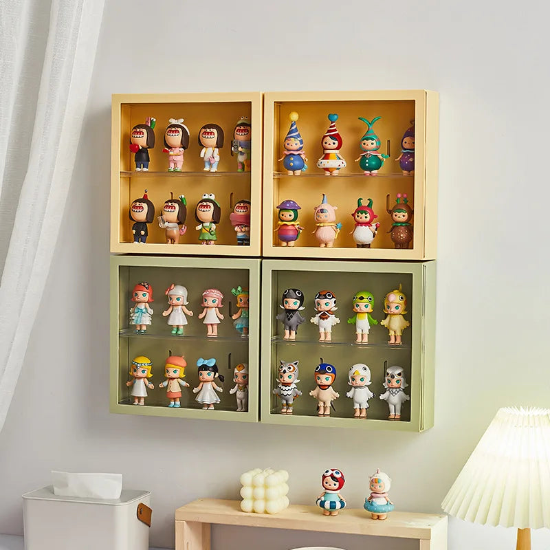 White Display Storage Case With Lid Wall Mounted Collection Display Case for Legos Mini Funko Pop