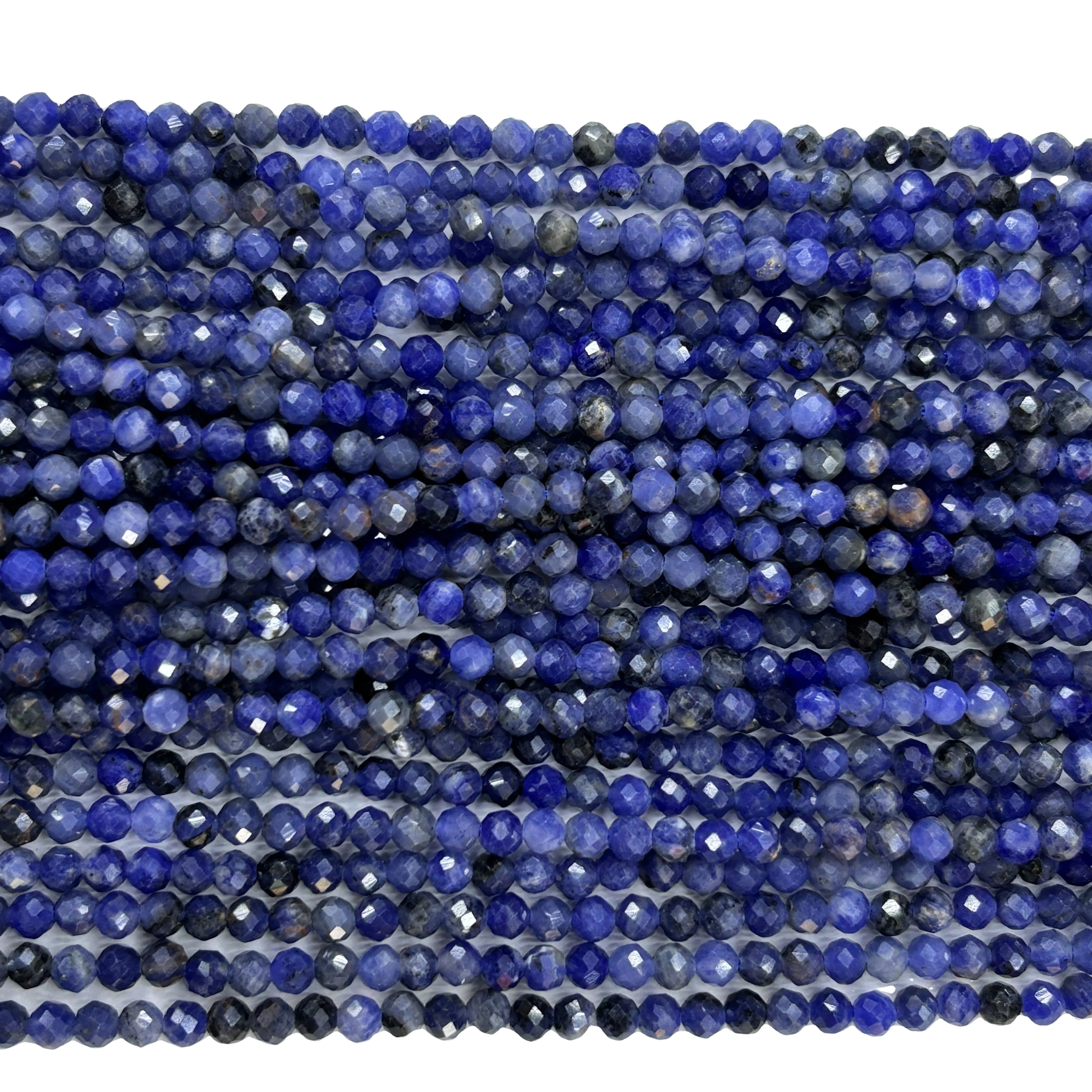Wholesale Natural Sodalite Faceted Stone Beads Cutting Loose 2mm 3mm 4mm Necklace Crystal Beads for Jewelry Making