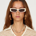 J&D 18K Gold Plated Stainless Steel Full Strand Small Conch Pearl Steel Bead Necklace 38cm+5cm