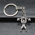 WYSIWYG 30x28mm Antique Silver Plated Zinc Alloy Weightlifter Key Chain for Souvenirs Gift P2-ABD-C14906