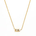 Joolim 18K Gold Plated Non Tarnish Cubic Waterdrop Rectangle Round Double Zirconia Joint Pendant Stainless Steel Necklace