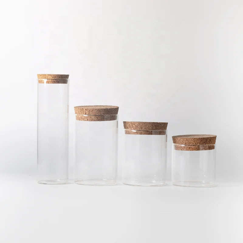 New Designer Borosilicate Glass Storage Jar Classic Multifunction Food Containers Heated Canned Shape with Airtight Cork Lid