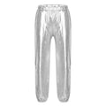 Kids Girls Glossy Metallic Elastic High Waist Dance Pants Hip Hop Trousers Streetwear Dancewear Sweat Pant