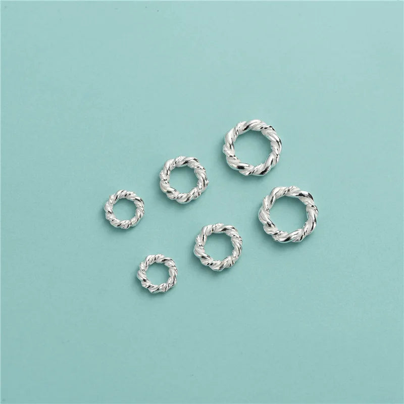 Minimalism 925 Sterling Silver Twist Hollow Round Spacers Beads for Jewelry Making Accessories Wholesale