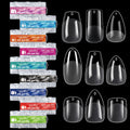 600 Piece Boxed Short Trapezoidal Semi Frosted Traceless Nail Art Extension Popular French Fake Nail for Finger Square Pattern