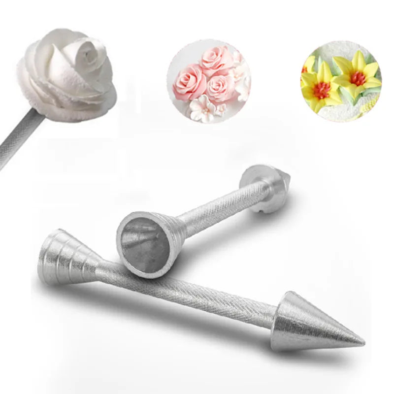 Pastry Nozzle Icing Cream Flowers Making Tools Piping Nozzle Baking Cone Holder Rose Sticks Aluminium Alloy Cake Decoration