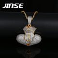 JINSE Heart Pendant Charm Hip Hop Necklace Brass Rope Chain Necklace Dainty for Men