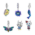 Factory 925 Sterling Silver Animal Butterfly Charms Colorful Cat Fish Pendant Evils Eye Beads Fit Bracelet DIY Women Jewelry