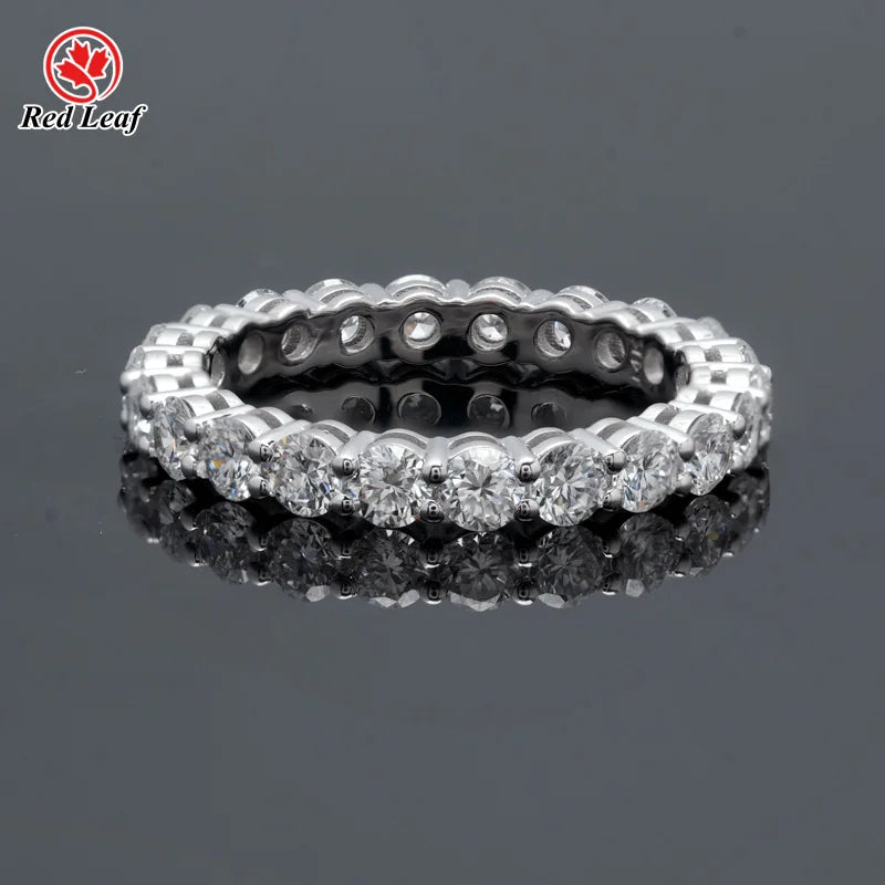 Redleaf Classic Luxury 10K Solid Gold Lab Grown Diamond Ring 3mm Round D Color Diamond Wedding Band Eternity Engagement Rings