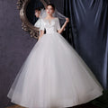 2021 Cheap Elegant Satin Half Sleeves Bridal Gown Simple Floor Length Plus Size White Ivory Wedding Dress