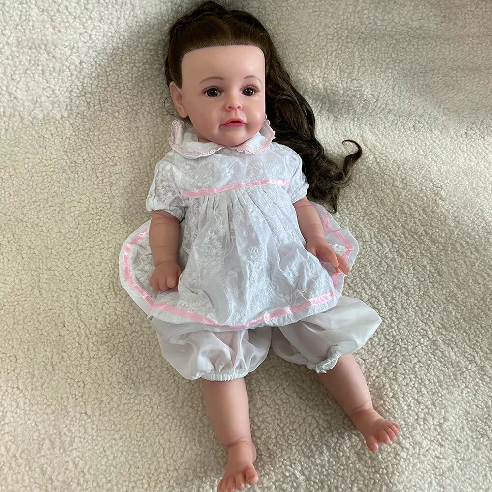 20 Inch Sweety Princess Silicone Reborn Dolls 50 CM Big Eyes Baby Girl Doll with Long Hair Soft Toy Style