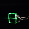 Custom Laser Engraving Glass Key Chain Rectangle Shape Crystal Key Ring