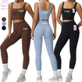 Custom Logo Women's Workout 2-Piece Set Quick Dry Plus Size Gym Fitness Suit Solid Pattern