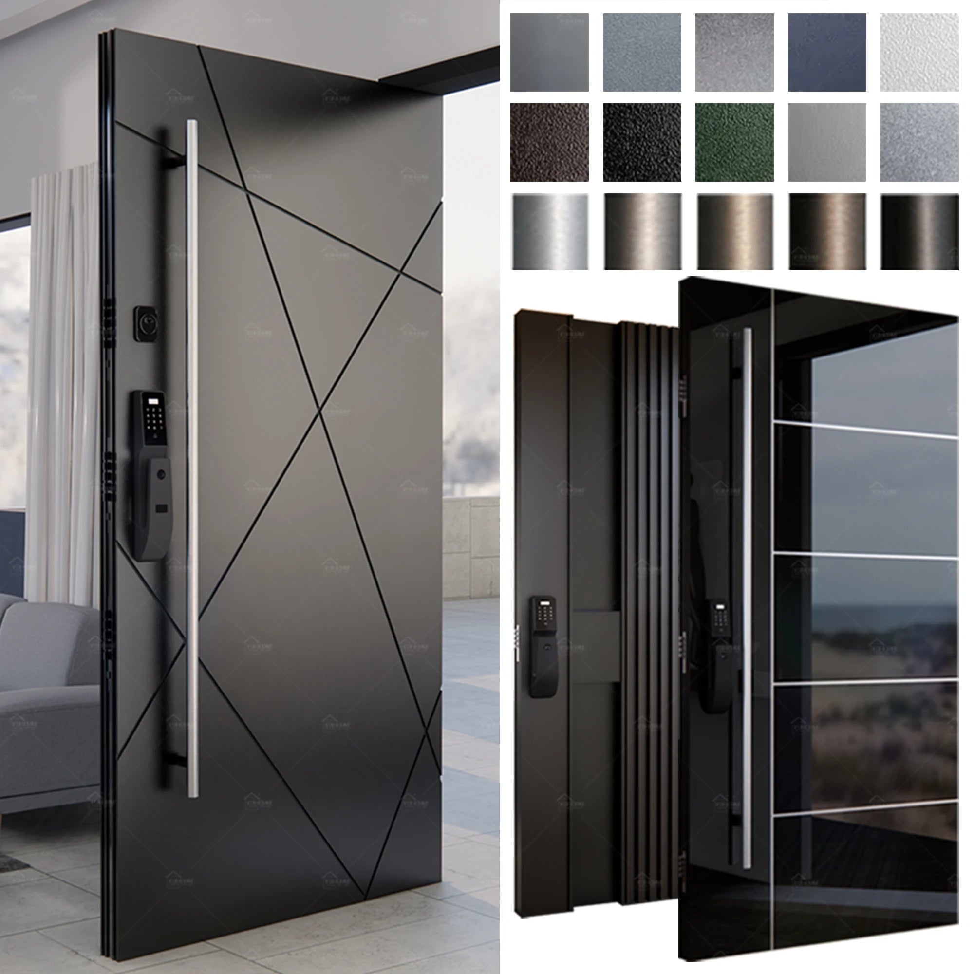 Yohome High Quality Luxury Cast Aluminum Front Entry Doors Security Netherlands Hotel Entrance Pivot Door