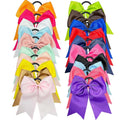 Wholesale Customized Solid Grosgrain Ribbon Large Bow Hairband Plain Color Big Cheer Bow Hair Tie with Elastic Loop for Kids