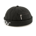 Custom 3d Embroidery logo Adjustable Round No Brim Cap Brimless Hat With Pocket
