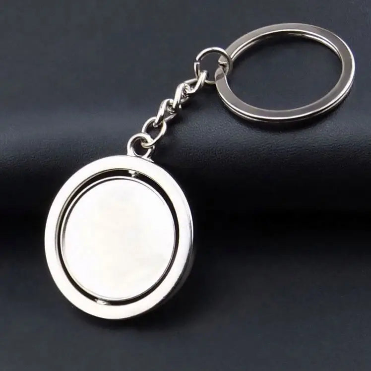 Custom Personalize Double-sided Blank Logo 360 Rotating Keychain Stainless Steel Rotating Laser Engraving Sublimation KeyChain