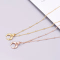 Woman Fashion Waterproof Non-tarnish Stainless Steel 18k Gold Plated Beads Chain Horn Necklace