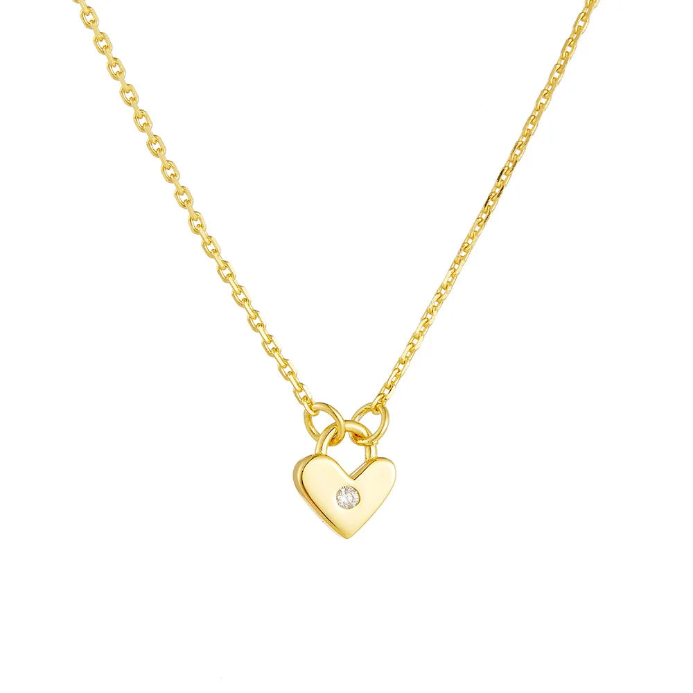 Fashion Jewelry Necklaces 925 Sterling Silver Heart Zircon Necklace Gold Plated Necklaces for Women