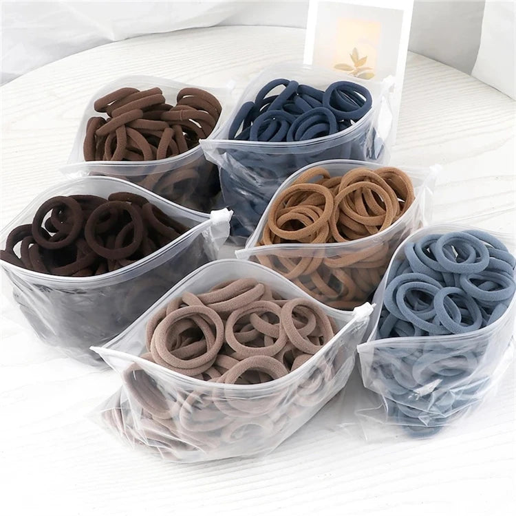 Wholesale 2022 50-Packs/Bags Colorful Basic Hair Ropes Elastic Girl Headwear Made of Cloth for Styling