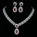 Fashion Wedding Accessories Jewelry Set AAA Cubic Zircon Women Earrings Necklace Ruby Bridal Jewelry Sets Wholesale