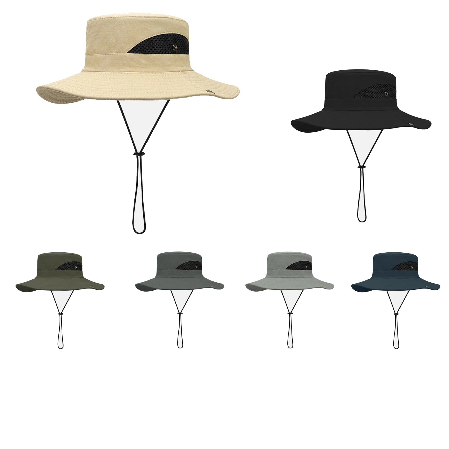 2026 Men Camping Hat Outdoor UPF50+ Fast Dry Mesh Wide Brim Fisherman Fishing Hiking Cap Custom Logo Blank Bucket Hat
