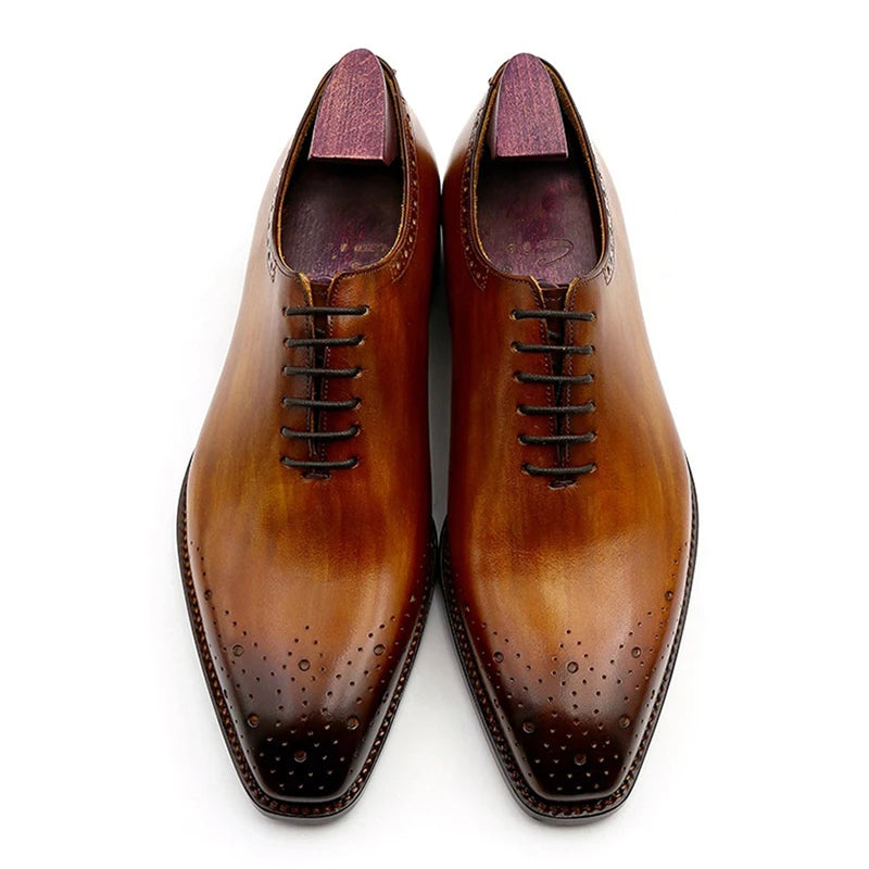 Goodyear Welt Genuine Leather Classic Shoes Man Lace-up Small Square Toe New Man Shoes Business Sapato Wedding Custom Shoes Men