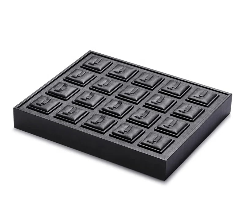 Black PU Leather Simple Modern Cabinet Jewellery Earring Ring Ear Pendant Packaging Rack Tray Showcase Jewelry Display Store