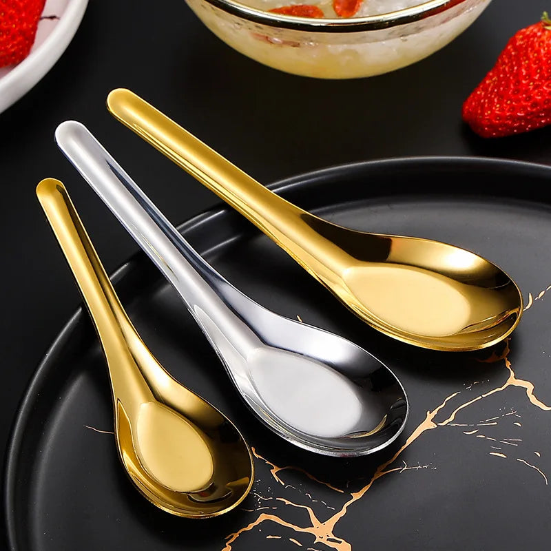 Wholesale Custom Logo Stainless Steel Cutlery Royal Thick Round Rice Spoon Earl Spoon Metal Table Soup Spoon