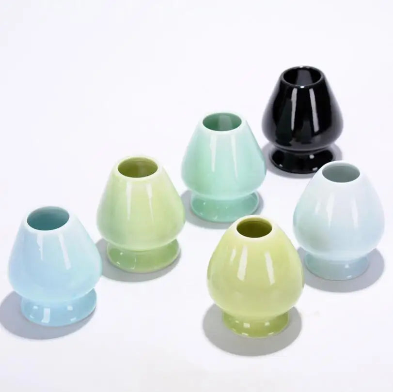Wholesale Ceremony Matcha Suit Handmade Ceramic Chasen Stand Matcha Whisk Pottery Holder Chasen Base Stand
