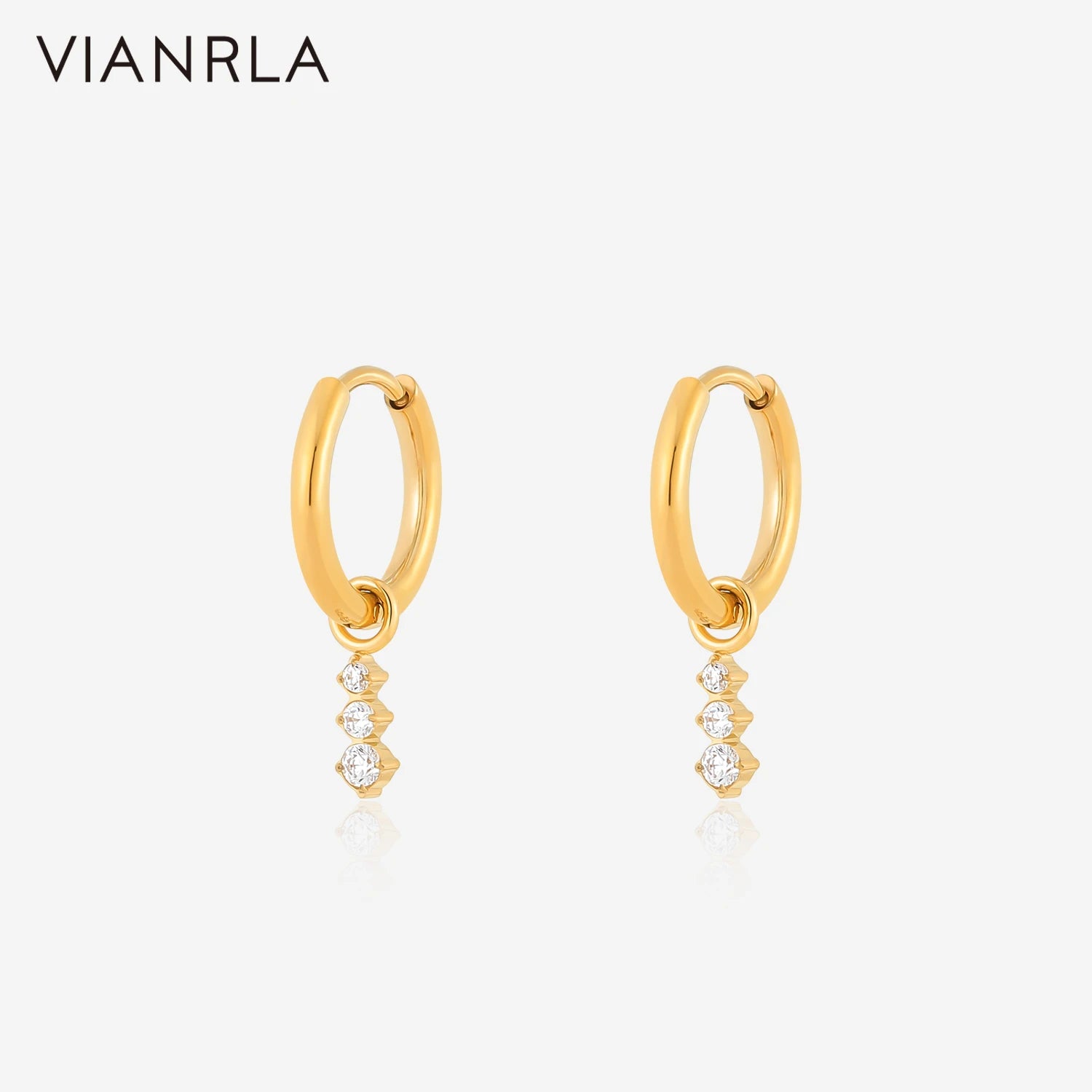 VIANRLA Stainless Steel Cute CZ  Earrings No Fading Prevent Oxidation Prevent Allergies From Women Party