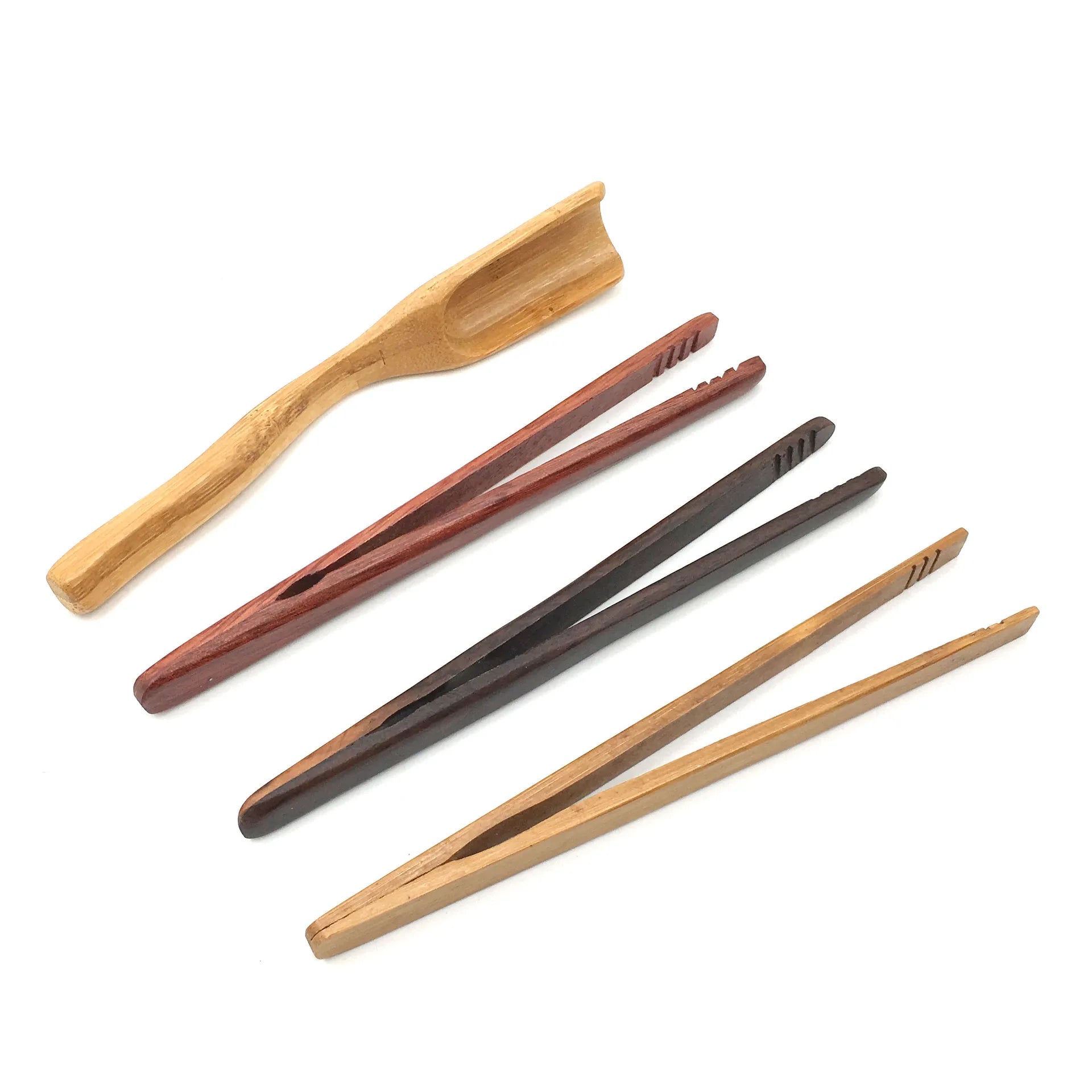 18 cm Mini Bamboo Wooden Tong with Handle for Home Kitchen Cooking Tea Bread Toast Food Grill BBQ