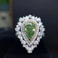 SGARIT Custom Jewellery 14k Gold With VVS Pear Cut 1.5ct Green Lab Diamond Jewelry Engagement Rings