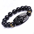 Hot Selling Obsidian Black Beaded Bracelet of the Eight Guardian Gods Zodiac's Benming Buddha for Dogs Pigs Unisex Jewelry