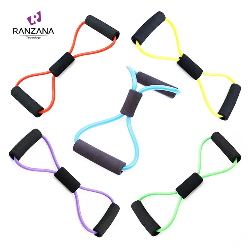 Portable Durable Eco-Friendly Non-Slip Elastic Exercise Tube Fitness Rally Pull Rope 8 Shape Latex Resistance Bands