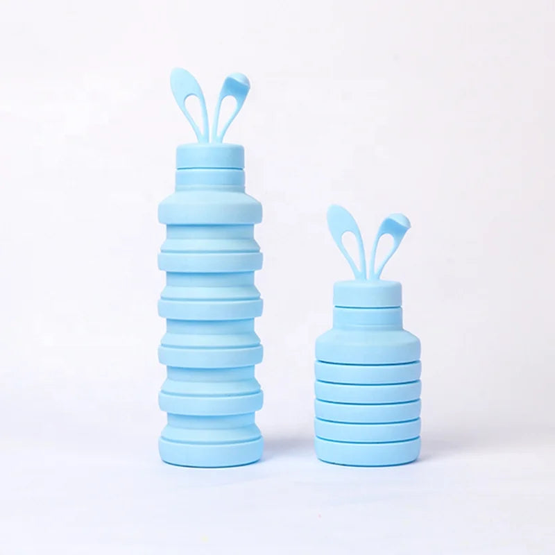 Cute Reusable Silicone Foldable Water Bottles for Girls Rainbow Collapsible Travel Drinkware