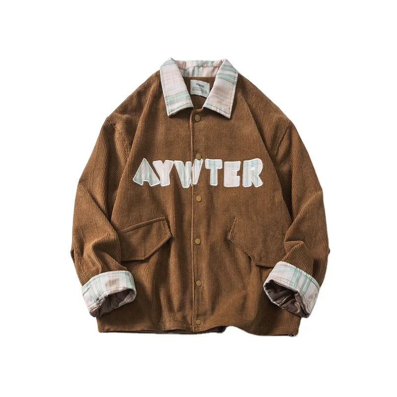 Spring Coat Men's Japanese Retro National Fashion Corduroy Embroidered Casual Loose Jacket Men