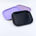 Custom Logo Plain Tin Rolling Tray Metal Serving Tray Magnetic Lid Black Serveware Dish Plate Multipurpose Rolling Tray